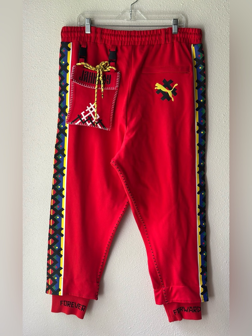 Puma x Jahnkoy Track Pants High Risk Red Mens Size XL Joggers Detachable Bag